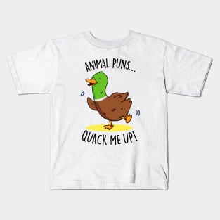 Animal Puns Quack Me Up Cute Duck Pun Kids T-Shirt